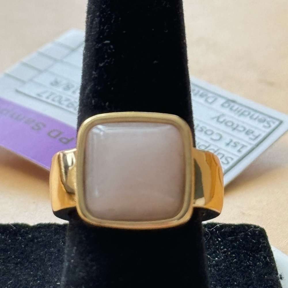 SZ 5.5 Gold Plated Ring with Large 15mm Stone